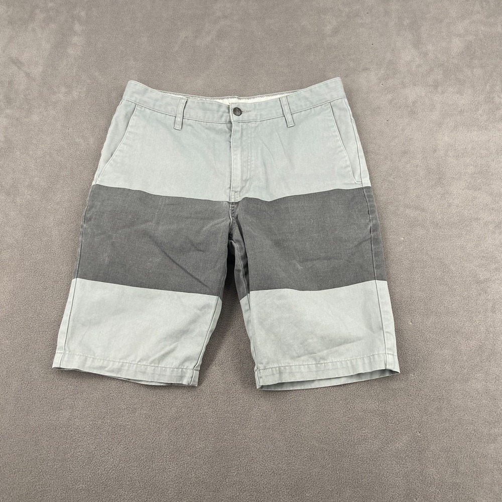 Volcom Chino Shorts Mens 32 Gray Colorblock Embroidered Logo Casual Mid Rise